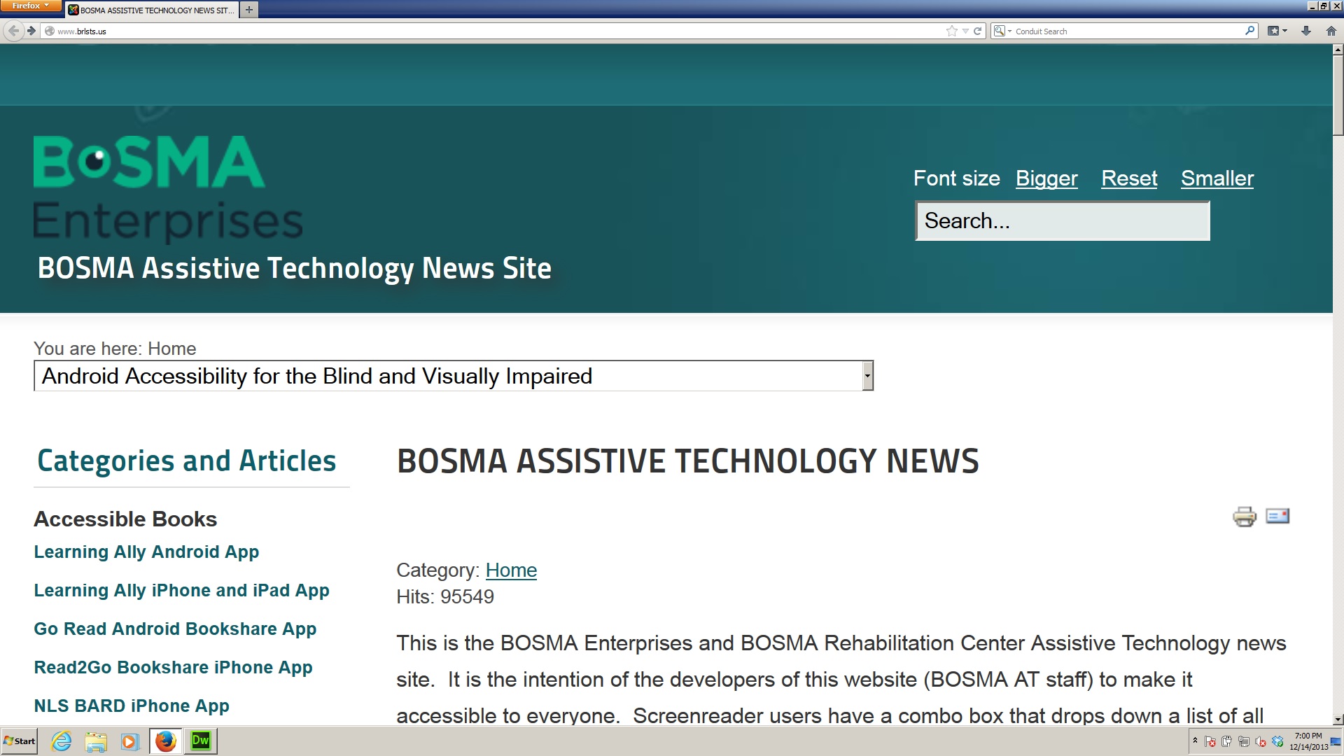 Bosma Assistive Technology News site at www.brlsts.us.
